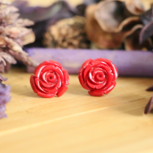 925 Sterling silver flower earrings 15mm$LAST ACT$ - Picture 3 of 5